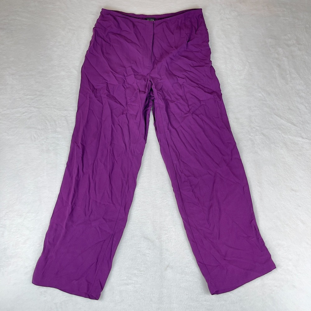 Eileen Fisher Ankle Pants Womens PS Purple Regular Fit Comfort High Rise Pull On
